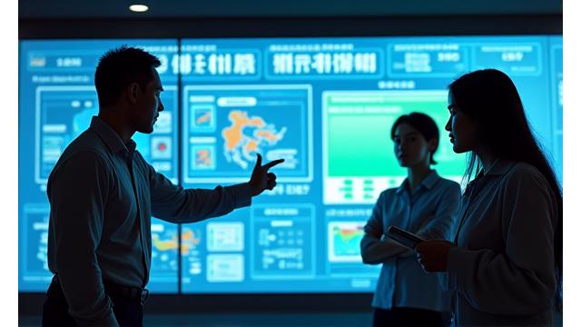 社員に新しい養殖技術を指導するコンサルタント