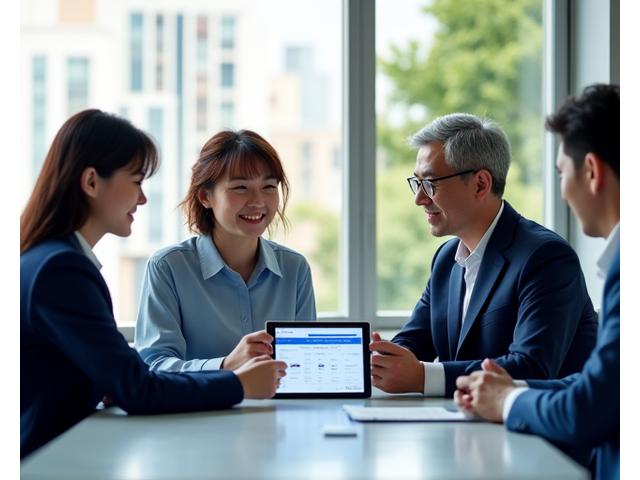 海洋ハーベストイノベーションズのサポートチームがお客様と相談している様子