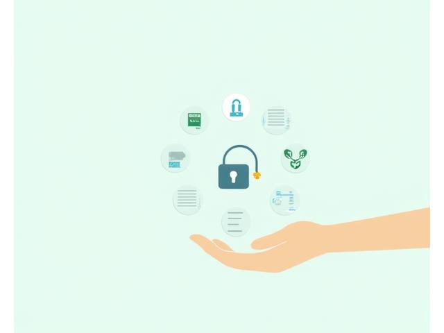 個人情報の権利を示す、鍵とドキュメントを持つ手のイラスト